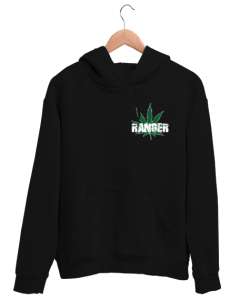 Marijuana tasarım Siyah Unisex Kapşonlu Sweatshirt