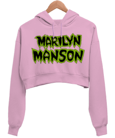 Marilyn Manson Kadın Crop Hoodie Kapüşonlu Sweatshirt