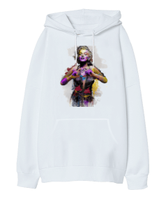 Marilyn Monroe baskılı Oversize Unisex Kapüşonlu Sweatshirt