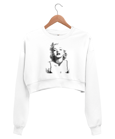 Marilyn Monroe Beyaz Kadın Crop Sweatshirt