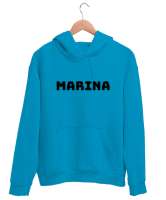 MARINA Turkuaz Unisex Kapşonlu Sweatshirt - Thumbnail