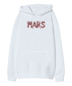 Mars Baskılı Oversize Unisex Kapüşonlu Sweatshirt