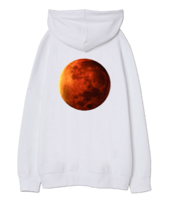 Mars Baskılı Oversize Unisex Kapüşonlu Sweatshirt