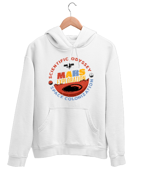 Tisho - Mars Görevi - Keşif - Exploration Beyaz Unisex Kapşonlu Sweatshirt