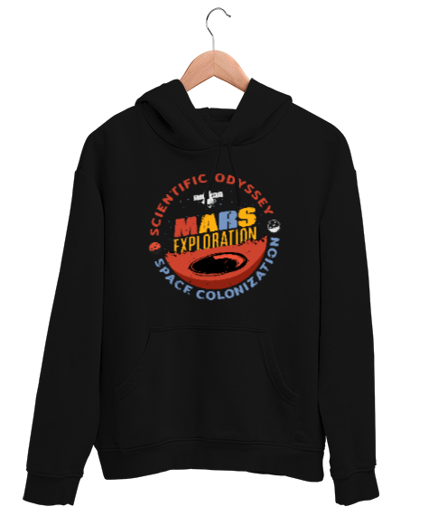 Tisho - Mars Görevi - Keşif - Exploration Siyah Unisex Kapşonlu Sweatshirt