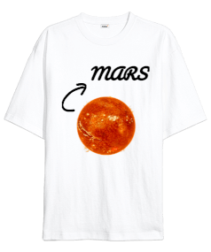 Mars Resimli ve Yazılı Oversize Unisex Tişört Oversize Unisex Tişört