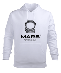 Mars Team Beyaz Erkek Kapüşonlu Hoodie Sweatshirt