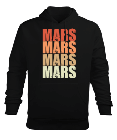 Mars Uzay Astronot, Space Baskılı Tasarım Siyah Erkek Kapüşonlu Hoodie Sweatshirt