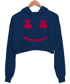 Marshmello Kadın Crop Hoodie Kapüşonlu Sweatshirt