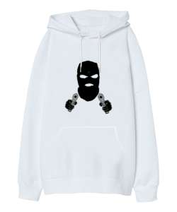 Mask boy Beyaz Oversize Unisex Kapüşonlu Sweatshirt