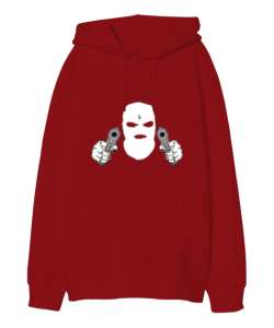 Mask boy Kırmızı Oversize Unisex Kapüşonlu Sweatshirt