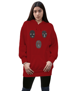 Mask Kadın Uzun Hoodie Kapüşonlu Sweatshirt