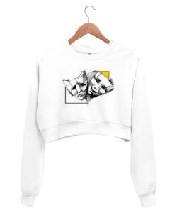 Maskeler - Tiyatro Beyaz Kadın Crop Sweatshirt