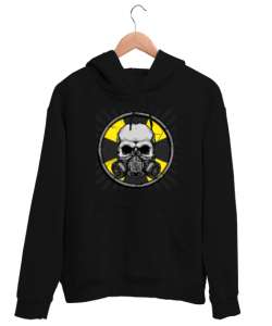 Maskeli Kafatası - Skull Siyah Unisex Kapşonlu Sweatshirt