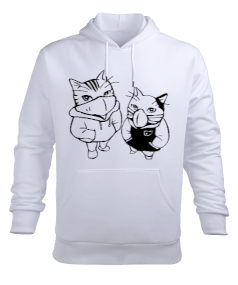 Maskeli Kediler Erkek Kapüşonlu Hoodie Sweatshirt