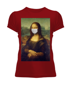 Maskeli Monalisa Baskılı Kadın t-shirt Kadın Tişört