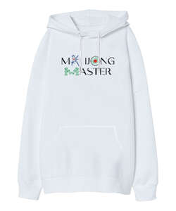 Master Beyaz Oversize Unisex Kapüşonlu Sweatshirt