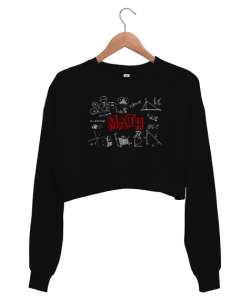 Matematik - Formüller- Math Siyah Kadın Crop Sweatshirt