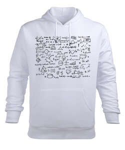 Matematik Formülleri Beyaz Erkek Kapüşonlu Hoodie Sweatshirt