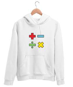 Matematik Öğretmeni Öğretmenler Günü Özel dört işlem Beyaz Unisex Kapşonlu Sweatshirt