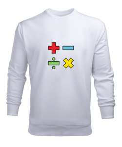 Matematik Öğretmeni Öğretmenler Günü Özel tasarım dört işlem Beyaz Erkek Sweatshirt