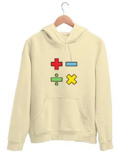 Matematik Öğretmeni Öğretmenler Günü Özel tasarım dört işlem Krem Unisex Kapşonlu Sweatshirt