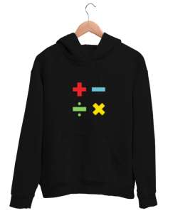 Matematik Öğretmeni Öğretmenler Günü Özel tasarım dört işlem Siyah Unisex Kapşonlu Sweatshirt