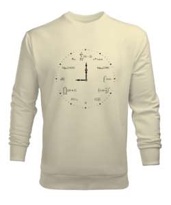 Matematik Öğretmeni Öğretmenler Günü Özel tasarım formüllü saat Krem Erkek Sweatshirt