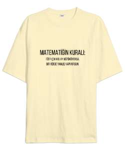 Matematik Öğretmeni Öğretmenler Günü Özel tasarım Matematiğin kuralı Krem Oversize Unisex Tişört