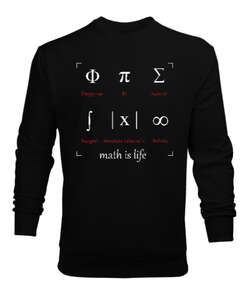 Math Is Life - Matematik Hayattır - Semboller Siyah Erkek Sweatshirt