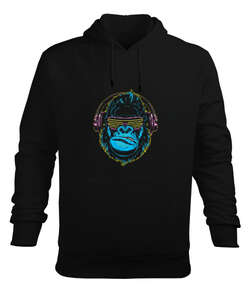 mavi goril Siyah Erkek Kapüşonlu Hoodie Sweatshirt