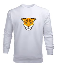 Mavi gözlü benekli puma Erkek Sweatshirt