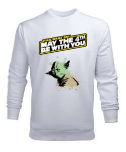 may the force be wıth you Beyaz Erkek Sweatshirt