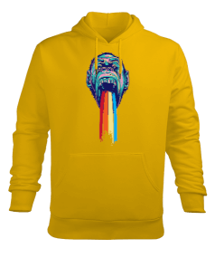 Maymun Tasarım Baskılı Erkek Kapüşonlu Hoodie Sweatshirt