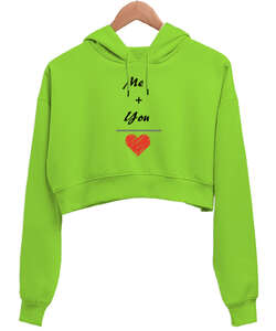 Me and You Fıstık Yeşili Kadın Crop Hoodie Kapüşonlu Sweatshirt