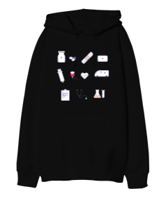 Medical Oversize Unisex Kapüşonlu Sweatshirt