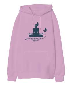 Meditation Master - Meditasyon Ustası - Yoga çakra om Pembe Oversize Unisex Kapüşonlu Sweatshirt