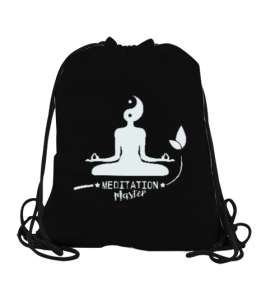 Meditation Master - Meditasyon Ustası - Yoga çakra om Siyah Büzgülü Spor Çanta