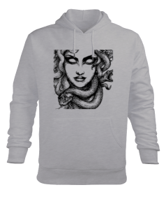 Medusa Baskılı Erkek Kapüşonlu Hoodie Sweatshirt