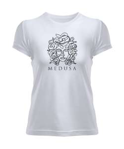 Medusa Çizim Beyaz Kadın Tişört