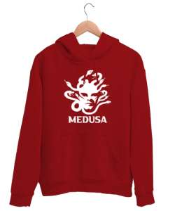 Medusa - Yılan Başlı Mitoloji Kırmızı Unisex Kapşonlu Sweatshirt