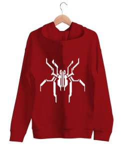 MEKANİK ÖRÜMCEK Kırmızı Unisex Kapşonlu Sweatshirt