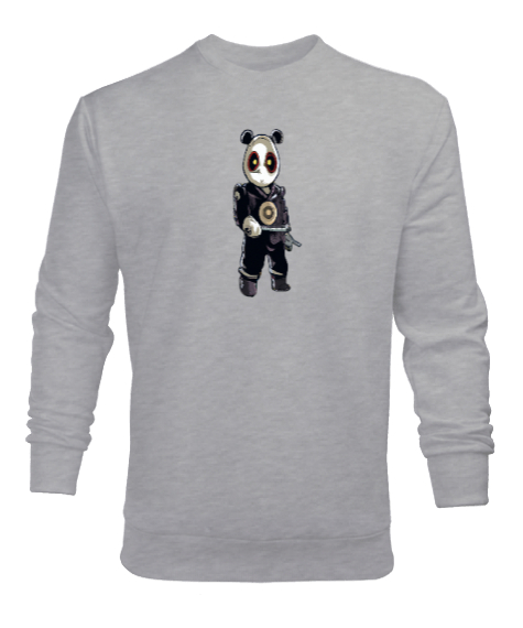 Mekanik Panda Gri Erkek Sweatshirt