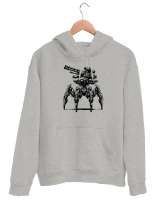 Mekanik T-rex - Robot Trex Gri Unisex Kapşonlu Sweatshirt - Thumbnail