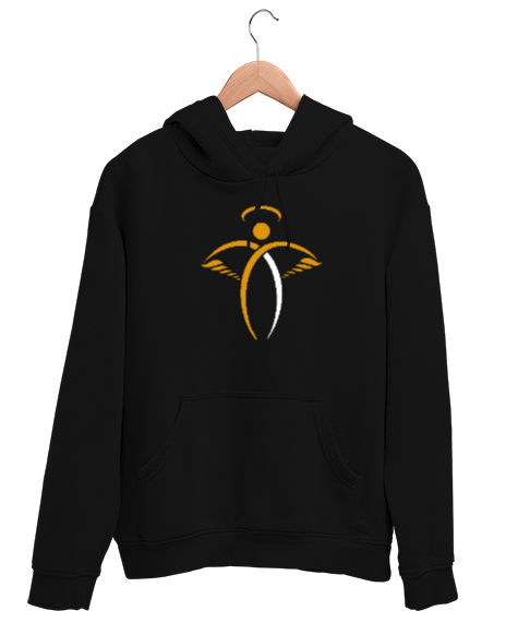 Tisho - Melek - Angel Siyah Unisex Kapşonlu Sweatshirt