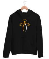 Melek - Angel Siyah Unisex Kapşonlu Sweatshirt - Thumbnail