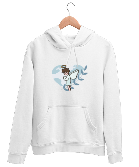 Tisho - melek çocuk Beyaz Unisex Kapşonlu Sweatshirt