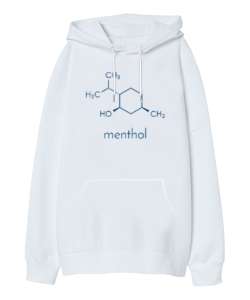 Mentol Molekül - Molecule Beyaz Oversize Unisex Kapüşonlu Sweatshirt