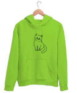 Meow Fıstık Yeşili Unisex Kapşonlu Sweatshirt