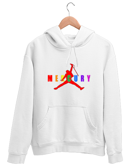 Tisho - Mercury Queen Beyaz Unisex Kapşonlu Sweatshirt